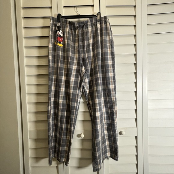 Vintage Disney Store Mickey Mouse Lounge Pants Adult Large Gray Plaid Sleepwear - Picture 3 of 10